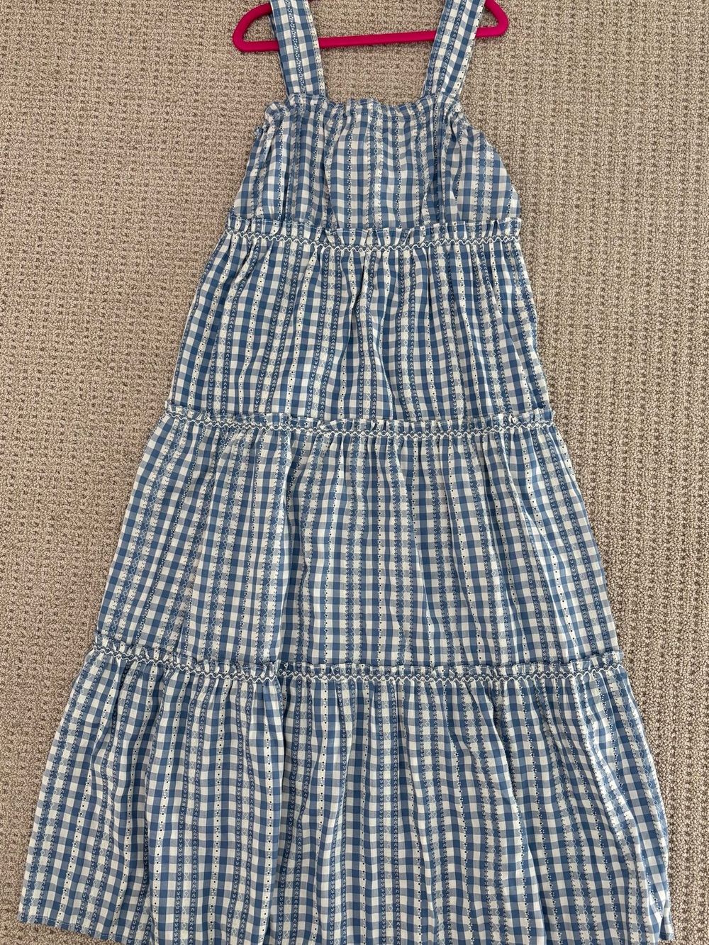 Max Studio Blue and White Gingham Tiered Sundress